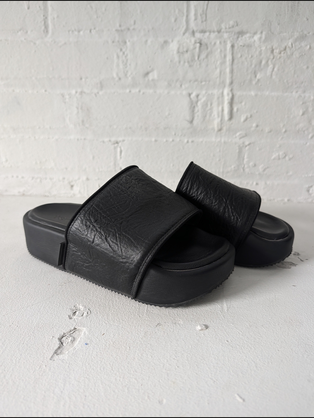 Y-3 Black Chunky Platform Slide Sandals